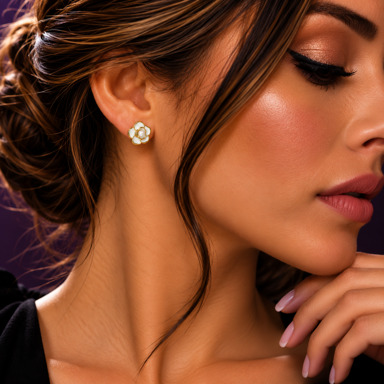 Petite Fleur Blanc Studs - Bourga Collections