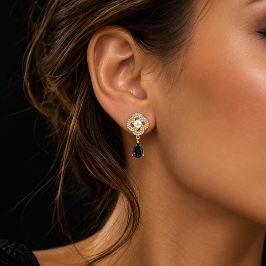 Juliette Noir Earrings - Bourga Collections