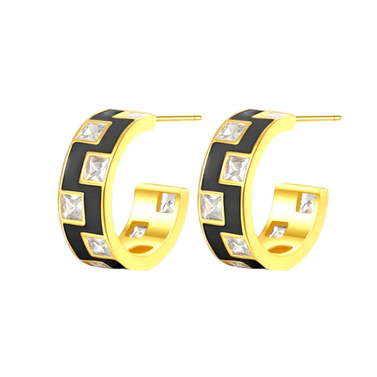 Burshka Black Labyrinth Hoops - Bourga Collections