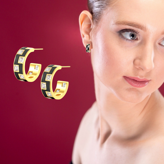 Burshka Black Labyrinth Hoops - Bourga Collections