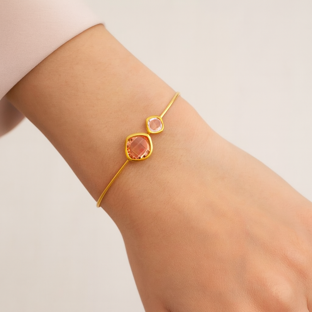 Lussera Bangle Peach & Clear White - Bourga Collections