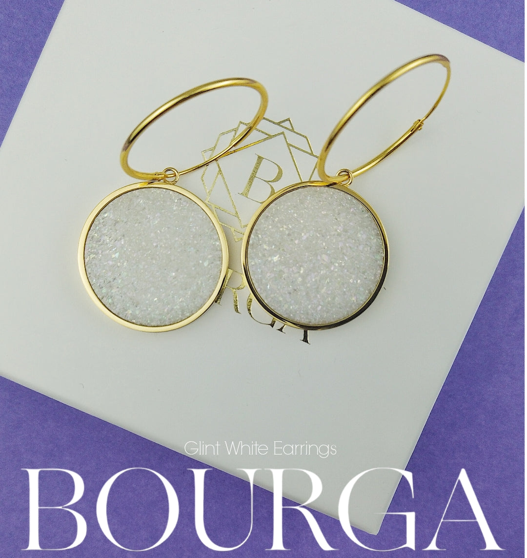 Bourga Glint White Earrings - Bourga Collections