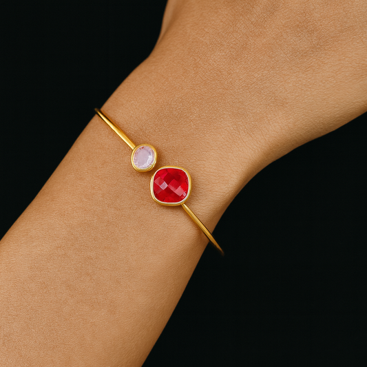Lussera Bangle Ruby & Pink Rose - Bourga Collections