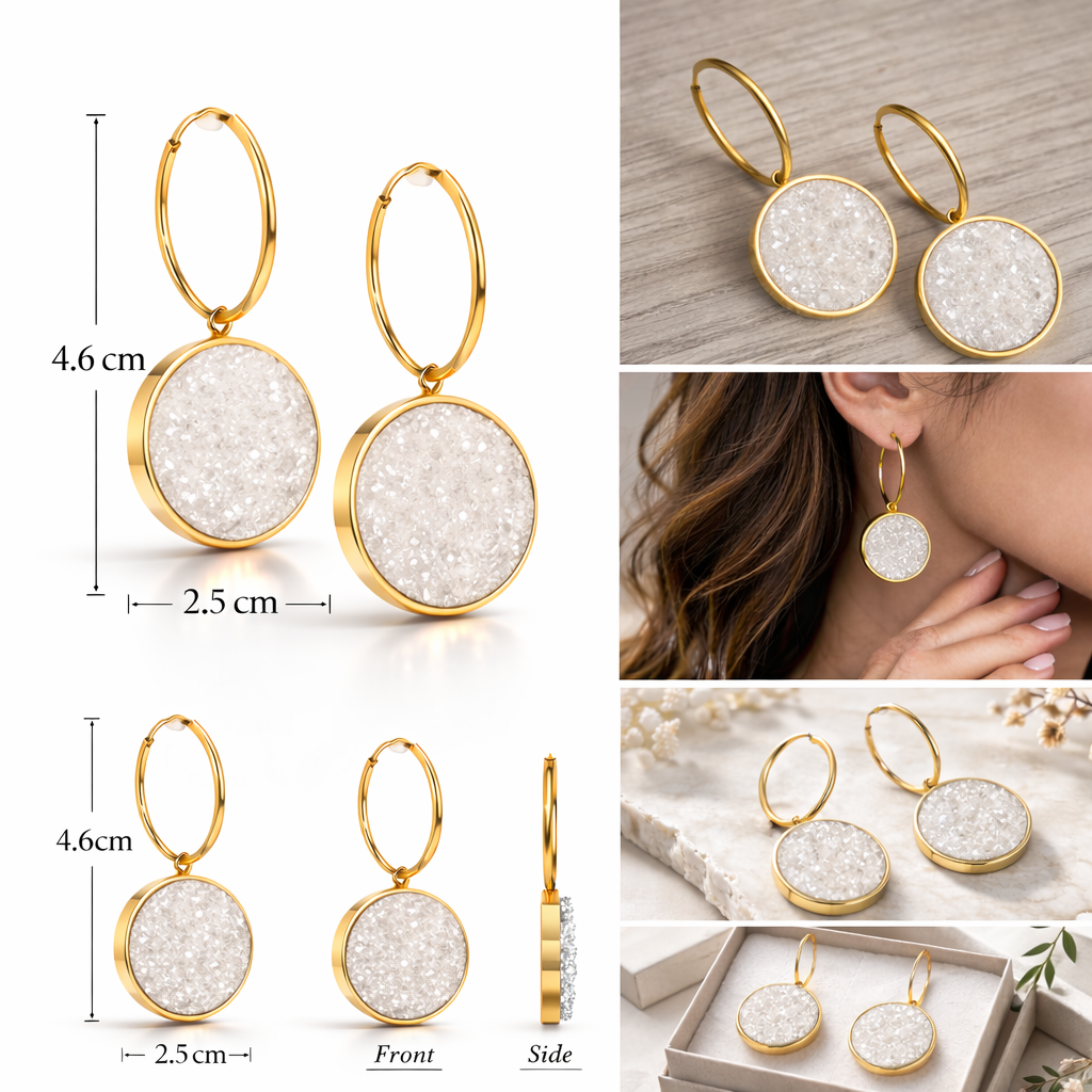 Bourga Glint White Earrings - Bourga Collections