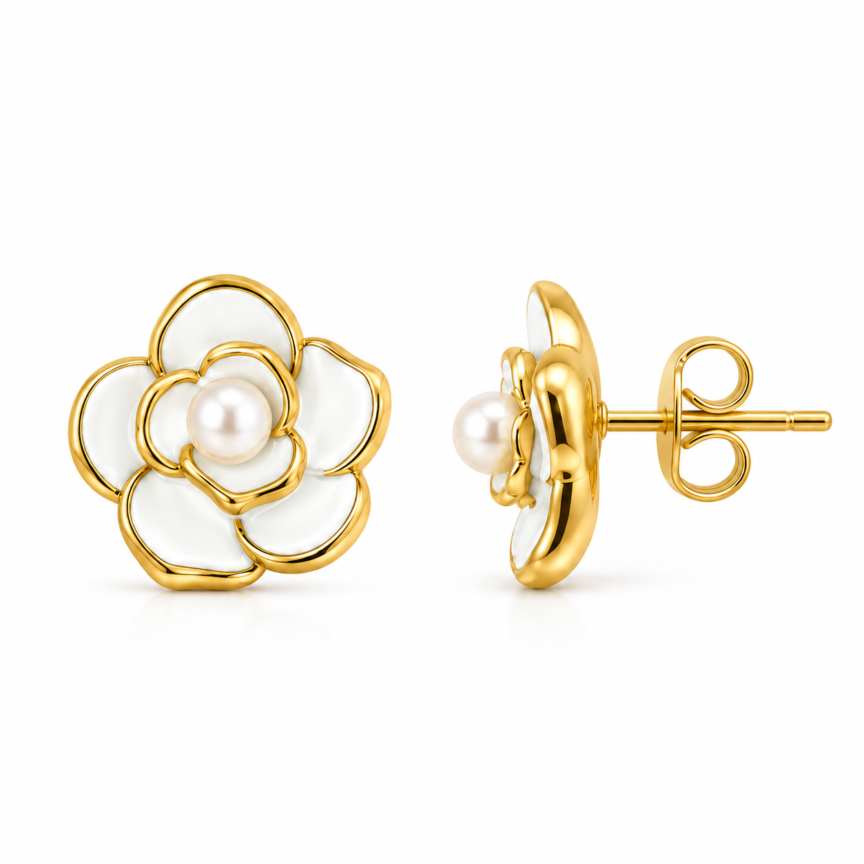 Petite Fleur Blanc Studs - Bourga Collections