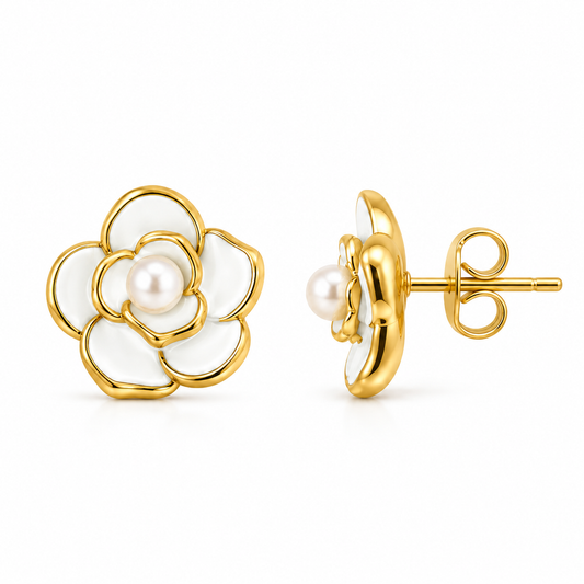 Petite Fleur Blanc Studs - Bourga Collections