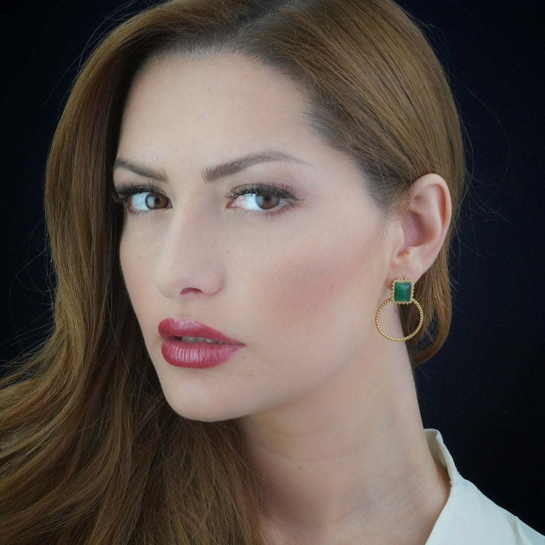 Bourga Green Baroque Earrings