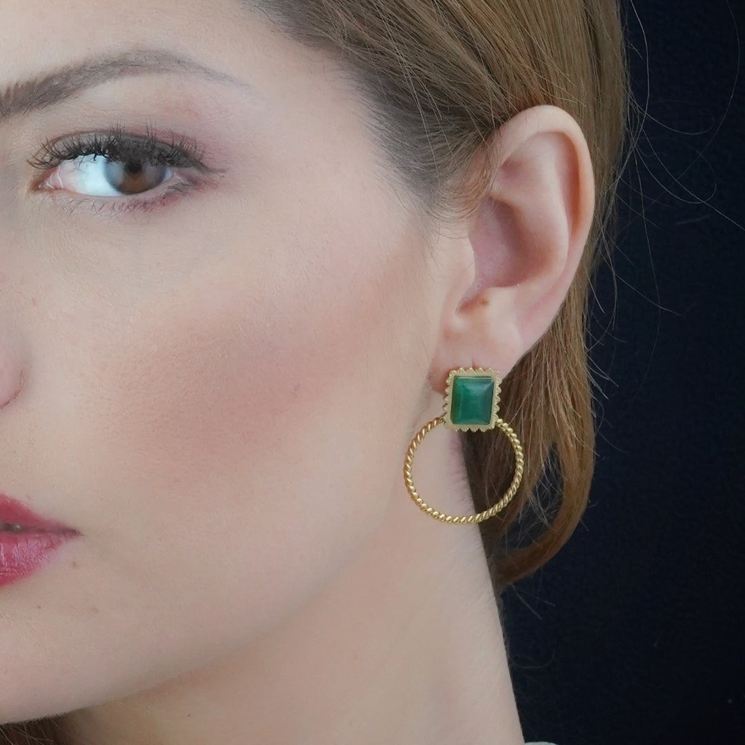 Bourga Green Baroque Earrings