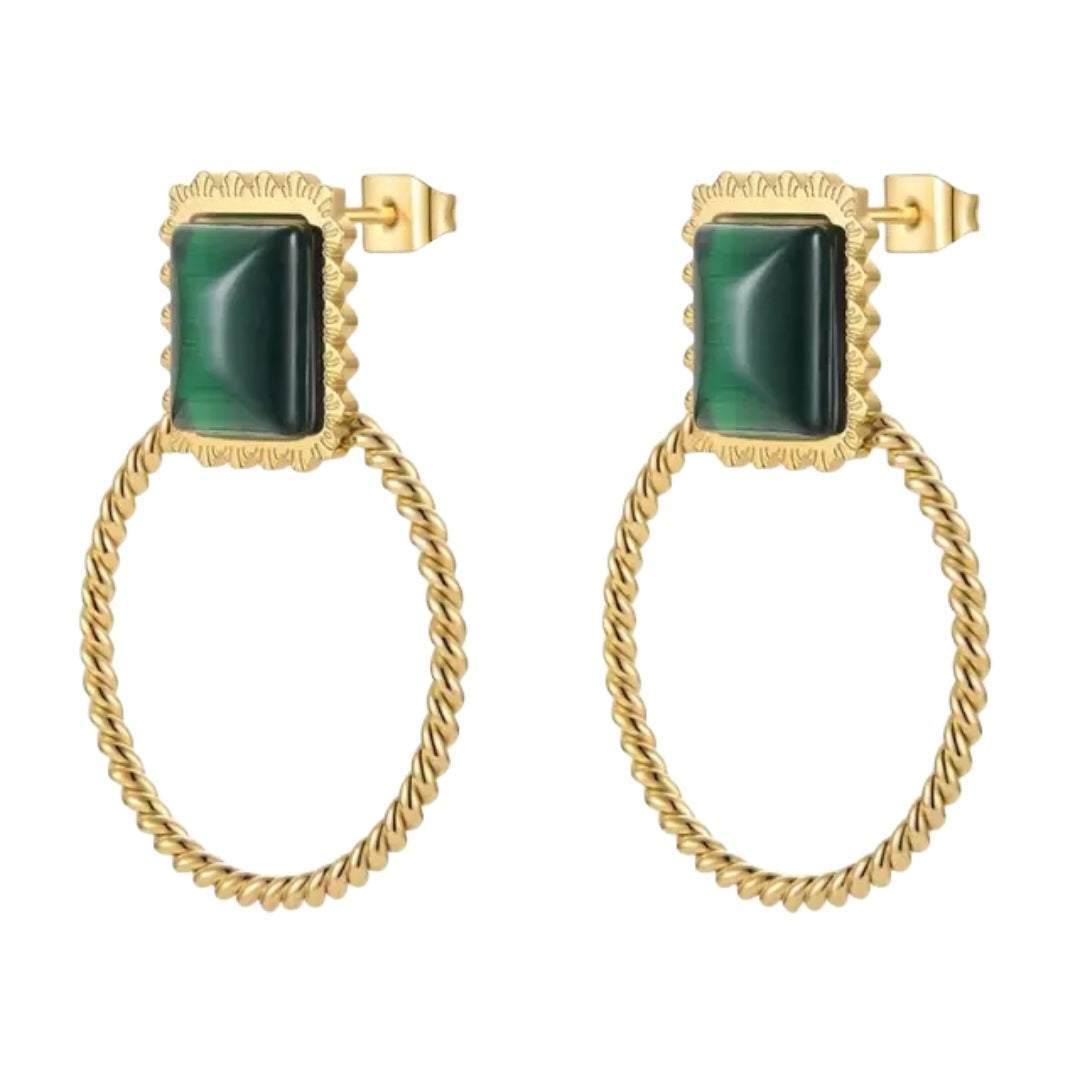 Bourga Green Baroque Earrings