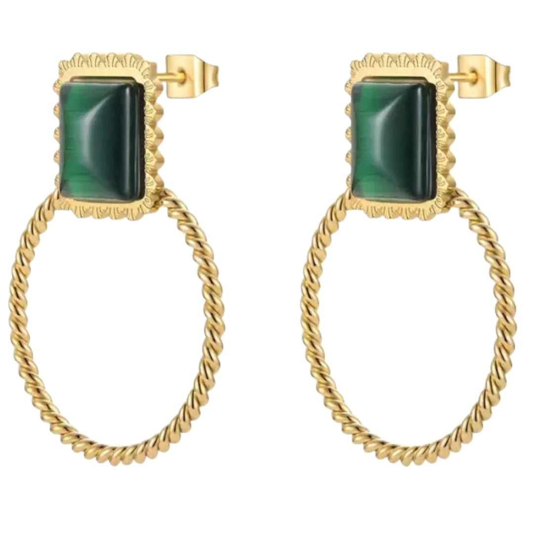 Bourga Green Baroque Earrings